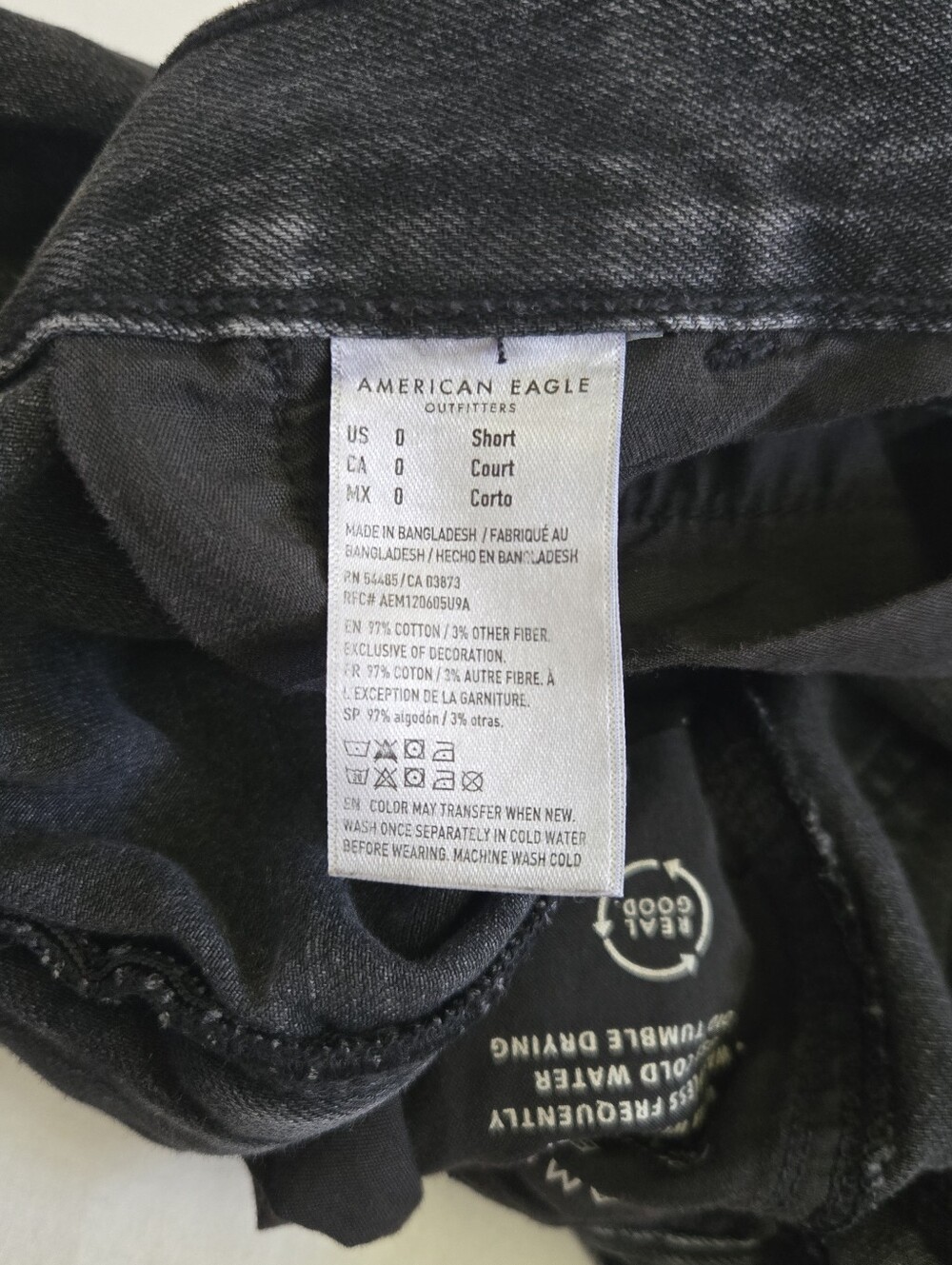 American Eagle Super High Rise Baggy Wide Leg Jeans Cargo Black Size 0 Short - Picture 9 of 12